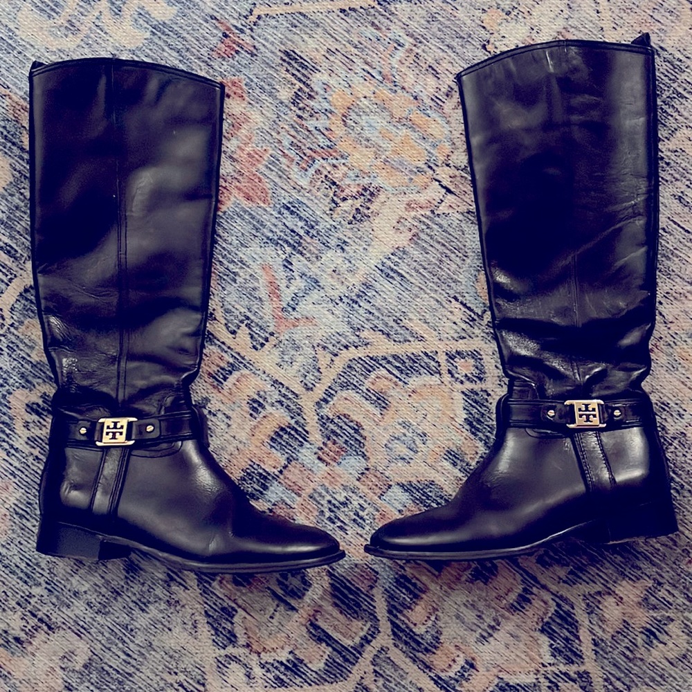 Tory Birch Black Leather Riding Boots Size 7 1/2M